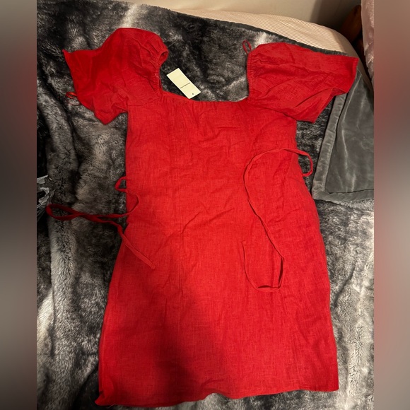 ABERCROMBIE AND FITCH Linen-Blend Button-Through Mini Dress - Picture 3 of 6